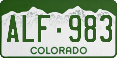CO license plate ALF983