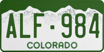 CO license plate ALF984