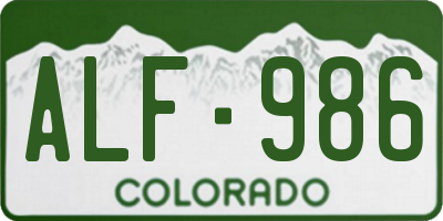 CO license plate ALF986