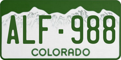 CO license plate ALF988
