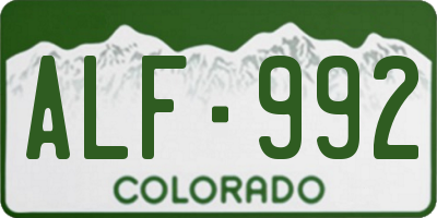 CO license plate ALF992
