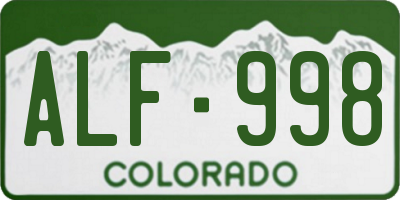 CO license plate ALF998