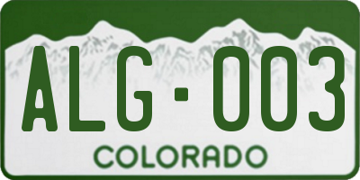 CO license plate ALG003