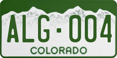 CO license plate ALG004