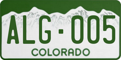 CO license plate ALG005