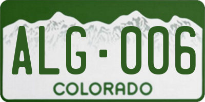 CO license plate ALG006