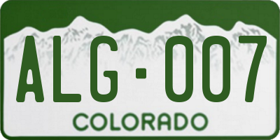 CO license plate ALG007