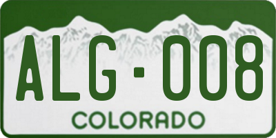 CO license plate ALG008