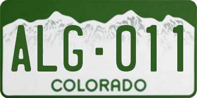 CO license plate ALG011