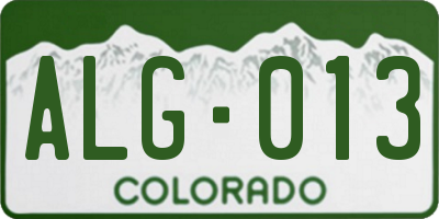 CO license plate ALG013