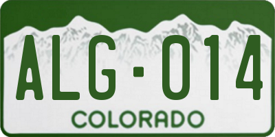 CO license plate ALG014