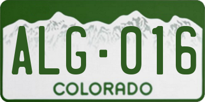 CO license plate ALG016