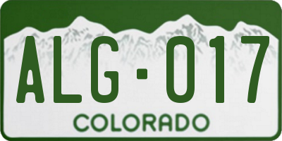 CO license plate ALG017