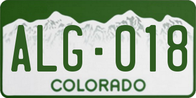 CO license plate ALG018