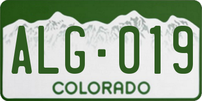 CO license plate ALG019