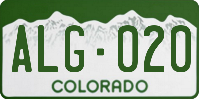 CO license plate ALG020