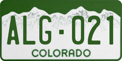 CO license plate ALG021