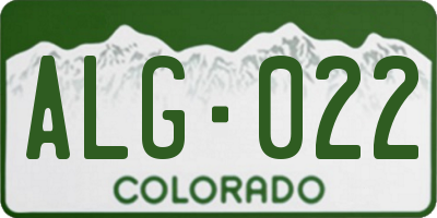 CO license plate ALG022
