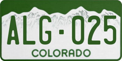 CO license plate ALG025