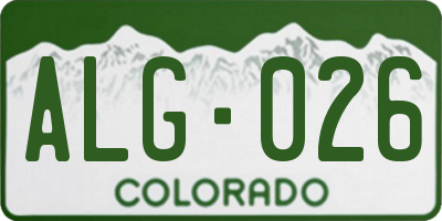 CO license plate ALG026