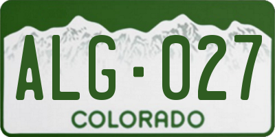 CO license plate ALG027