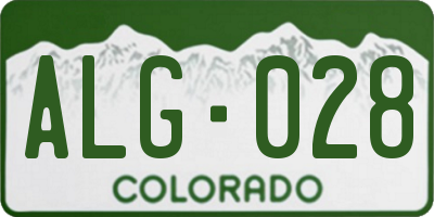 CO license plate ALG028