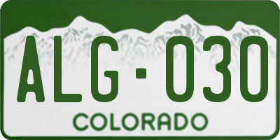 CO license plate ALG030