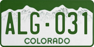 CO license plate ALG031