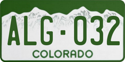 CO license plate ALG032