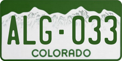 CO license plate ALG033
