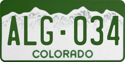 CO license plate ALG034