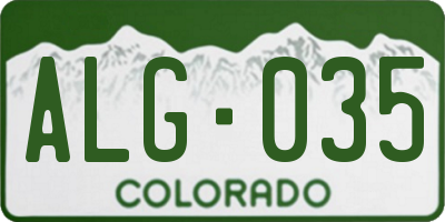 CO license plate ALG035