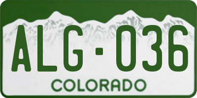 CO license plate ALG036