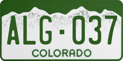 CO license plate ALG037