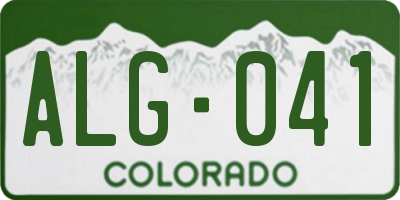 CO license plate ALG041