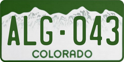 CO license plate ALG043