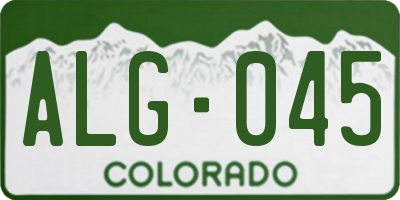 CO license plate ALG045