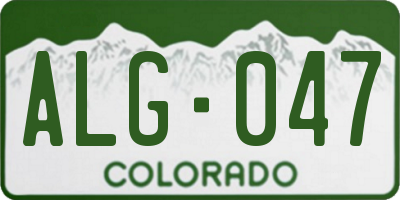 CO license plate ALG047