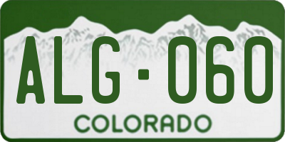 CO license plate ALG060