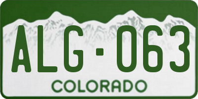CO license plate ALG063