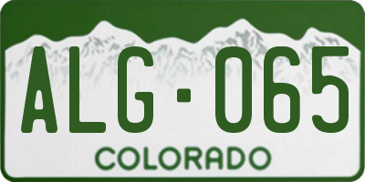 CO license plate ALG065