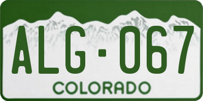 CO license plate ALG067