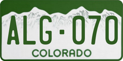 CO license plate ALG070