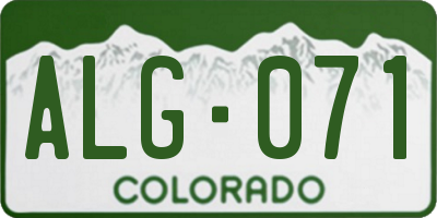 CO license plate ALG071