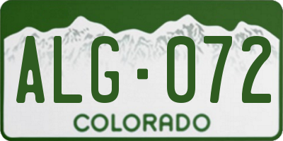 CO license plate ALG072