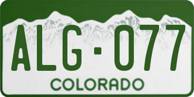 CO license plate ALG077