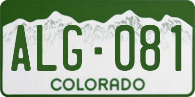 CO license plate ALG081
