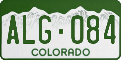 CO license plate ALG084