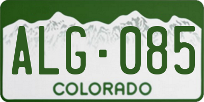 CO license plate ALG085
