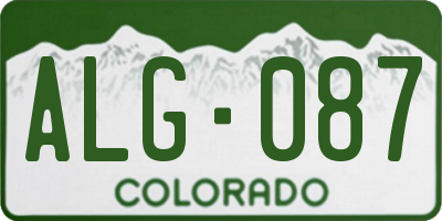 CO license plate ALG087
